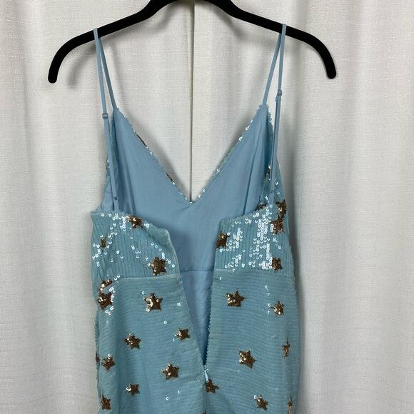 Revolve Superdown Blue Star Print Sequin Dina Mini Dress Sz.S - Picture 12 of 16